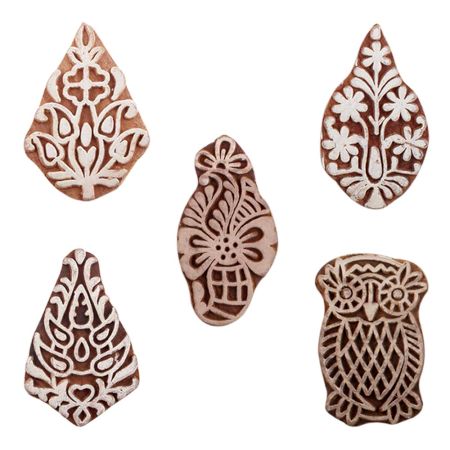 Set of 5 Piece New Mix Wooden Printing Blocks